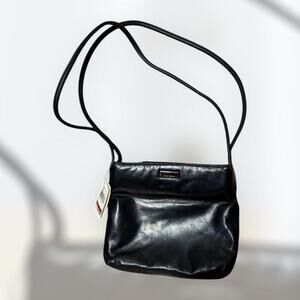 NWT ENZO ANGIOLINI Genuine Leather Black Shoulder Bag Sutton Place 11x8”